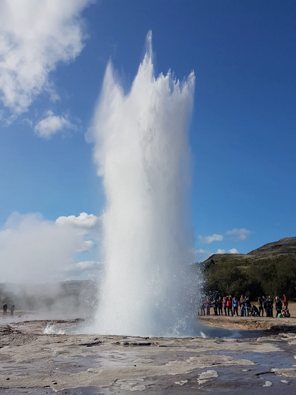 Geysir Strokkur, der verlässlich alle 5 Minuten ausbricht.