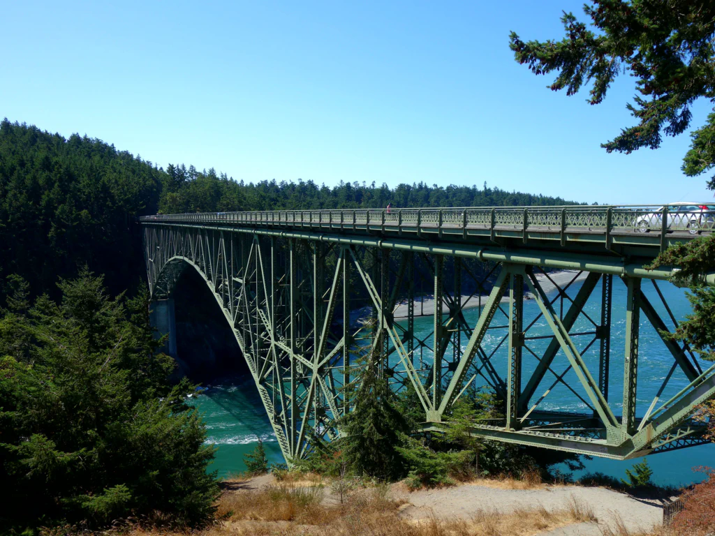Das türkisfarbene Wasser unter der Brücke